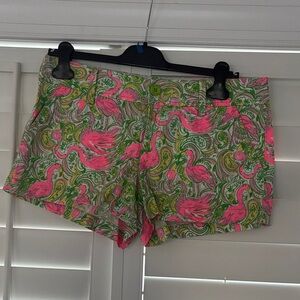 Lilly Pulitzer Neon Pink Flamingo Paisley Cotton Shorts